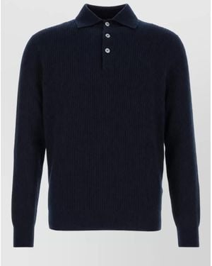 Fedeli Cashmere Wool Polo Sweater - Blue