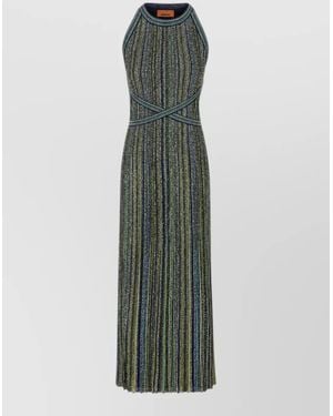 Missoni Viscose Blend Striped Sequin Long Dress - Green