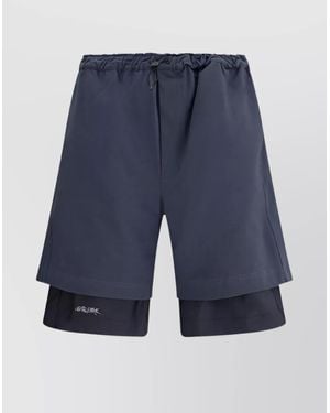 GR10K Layered Elastic Waistband Patch Pocket Shorts - Blue