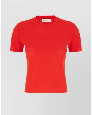 Tory Burch Ribbed Logo-Jacquard Jersey T-Shirt - Red