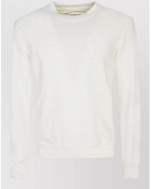 Original Vintage Cotton Linen Blend Crew Neck Sweatshirt - White