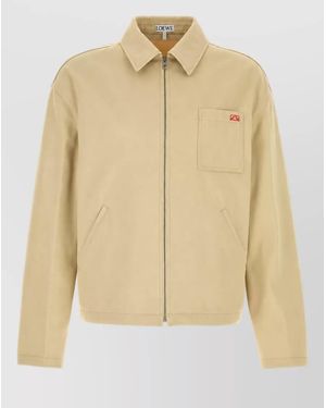 Loewe Cotton Single Breasted Coat - Natural