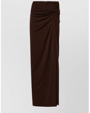 ANDAMANE Draped Maxi Skirt - Brown