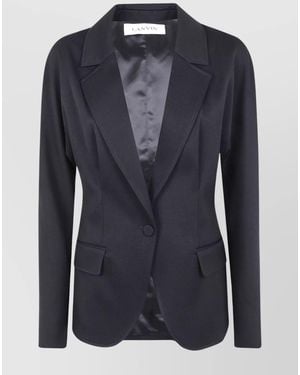 Lanvin Wool Single-Breasted Tailored Blazer - Blue