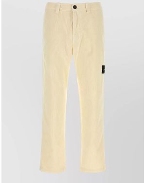 Stone Island Corduroy Regular Fit Pants Ribbed Texture - Natural