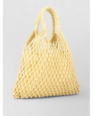 Frankie Shop Macrame Shoulder Tote Bag Eco Friendly Design - Yellow