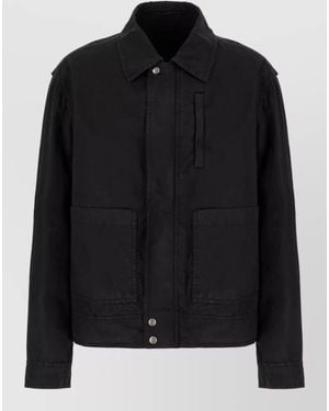 Dries Van Noten Stretch Cotton Veperny Jacket Front Pockets - Black