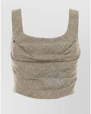 GIUSEPPE DI MORABITO Embroidered Cotton Blend Bodice Top - Grey