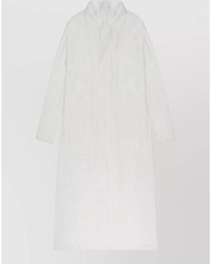 Pleats Please Issey Miyake Single Breasted Coat - White