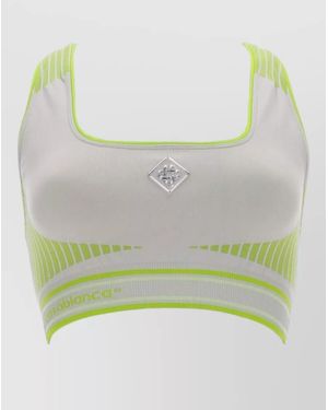 CASABLANCA Square Neck Sleeveless Striped Racerback Top - Green