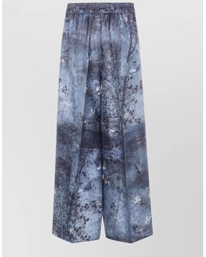 Pierre Louis Mascia Jp Trousers Floral Pattern Wide Leg - Blue