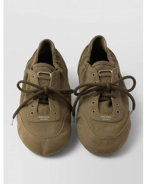 Prada Canvas Low Top Trainers Rubber Sole - Green