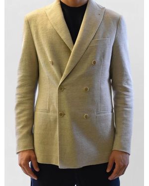 Fay Double Breasted Jacket Notch Lapel Buttoned Cuffs - Green