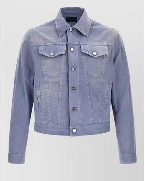 Prada Gabardine Blouson Jacket Shirt Collar - Blue