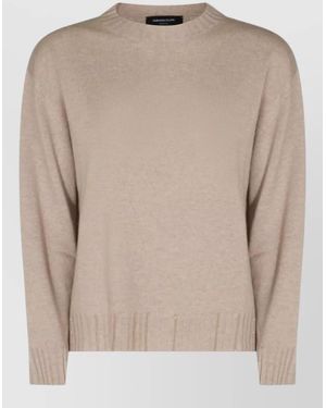 Fabiana Filippi Silk Blend Crew Neck Long Sleeve Top - Natural