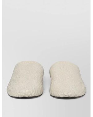 Premiata Leather Mules Rhinestone Detail Flat Sole - Natural