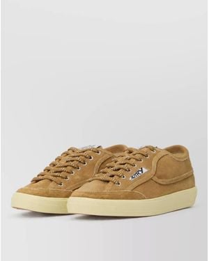 Autry Leather Low-Top Lace-Up Sneakers - Natural