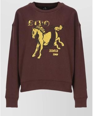 Etro Cotton Sweatshirt Casual Style Crew Neck - Brown
