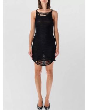 The Attico Fringed Sleeveless Slim-Fit Mini Dress - Black