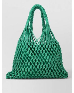Frankie Shop Macrame Tote Bag Shoulder Carry Design - Green