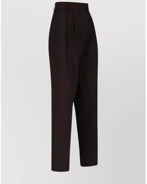 Frankie Shop Straight Leg Pants With Back Pocket And Pleats - Black