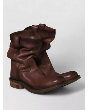 Miu Miu Leather Mid Calf Pull On Boots - Brown