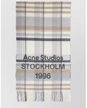 Acne Studios Wool Cashmere Checked Scarf - Grey