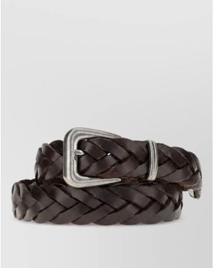 Brunello Cucinelli Woven Leather Belt - Black