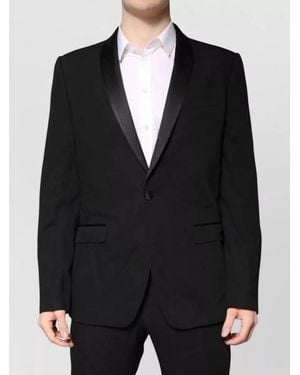 Dolce & Gabbana Wool Silk Single Breasted Coat - Black