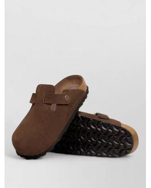Birkenstock Silk Blend Round Toe Rubber Sole Slippers - Brown