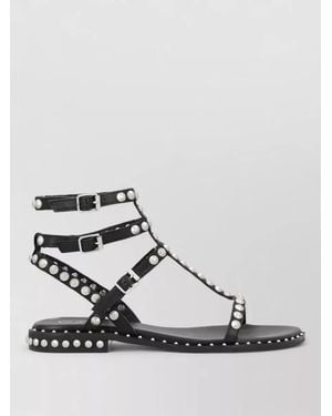 Ash Ankle Strap Sandals Flat Sole Studs - Metallic