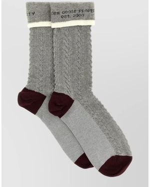 Golden Goose Journey Knit Socks Contrast Heel Toe - Grey