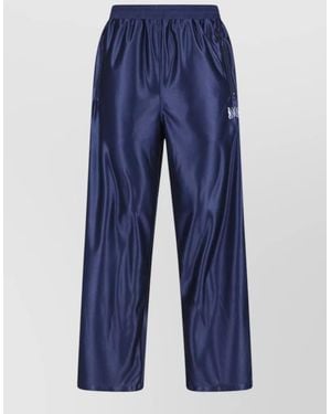 Needles Straight Pants Elastic Waistband Shiny Finish Zip Pocket - Blue