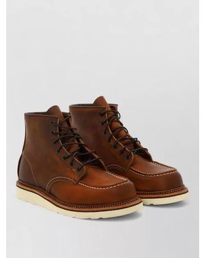 Red Wing Moc Toe Ankle Boots Contrast Stitching - Brown