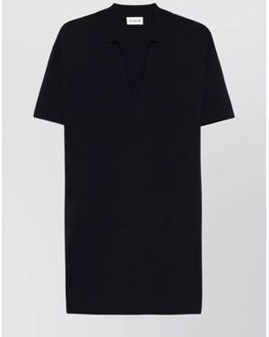 P.A.R.O.S.H. Mini Dress With Collar Detail And V-Neckline - Black