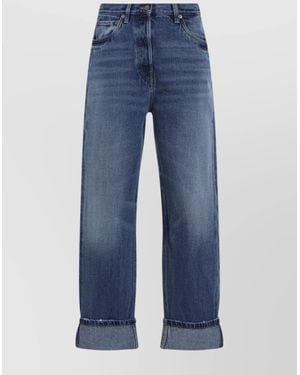Prada Denim Straight-Leg Cropped Trousers - Blue