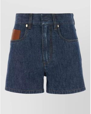 Fendi Denim Shorts Belt Loops Back And Front Pockets - Blue