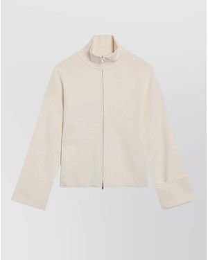 Max Mara High Collar Jacket Long Sleeves Cuffs - White