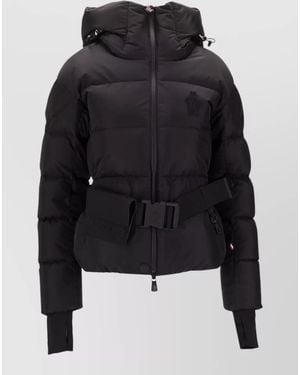 Moncler Grenoble Hooded Jacket Belted Waist Quilting - Black