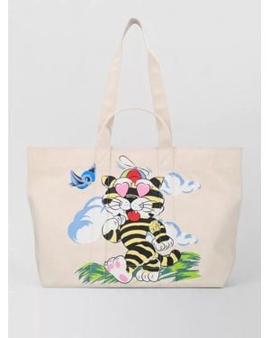 KENZO Cartoon Canvas Tote Bag - White