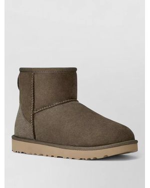 UGG Mini Ankle Boots Round Toe Rubber Sole - Brown