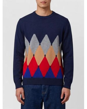 Ballantyne Cashmere Regular-Fit Diamond-Pattern Crew-Neck Sweater - Blue