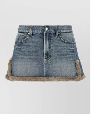 Alexander Wang Denim Fur Trim Mini Skirt - Blue