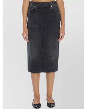Haikure Denim Knee-Length Straight Skirt - Black