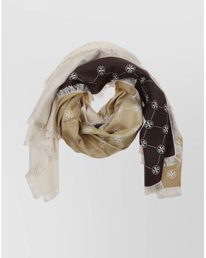 Tory Burch Monogram Silk Fringe Scarf - Multicolor