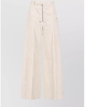 Rick Owens Pants Wide-Leg Button Detail - Natural