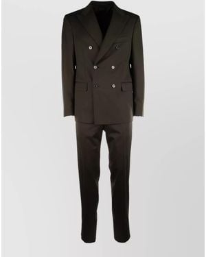 Colamarino Suit Double Breasted Button Detailing Flap Pockets - Black