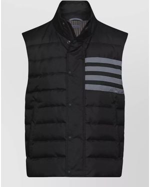 Thom Browne Lightweight Padded Vest Striped Detail - Black