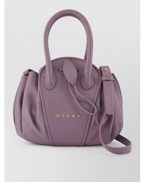 Marni Tulipea Small Leather Shoulder Bag - Purple