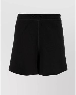 Ganni Organic Cotton Logo Drawstring Short Shorts - Black